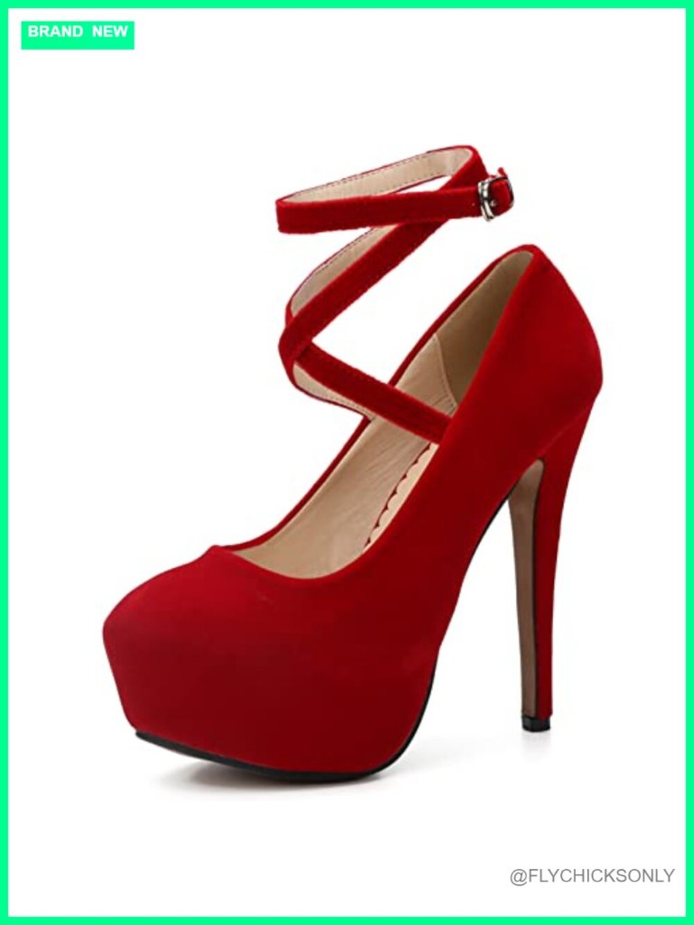 Women's Platform High Heel Pumps Criss Cross Ankle Strap Closed Toe Dress Shoes